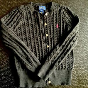 Girl’s Polo Ralph Lauren black cardigan, size 6x